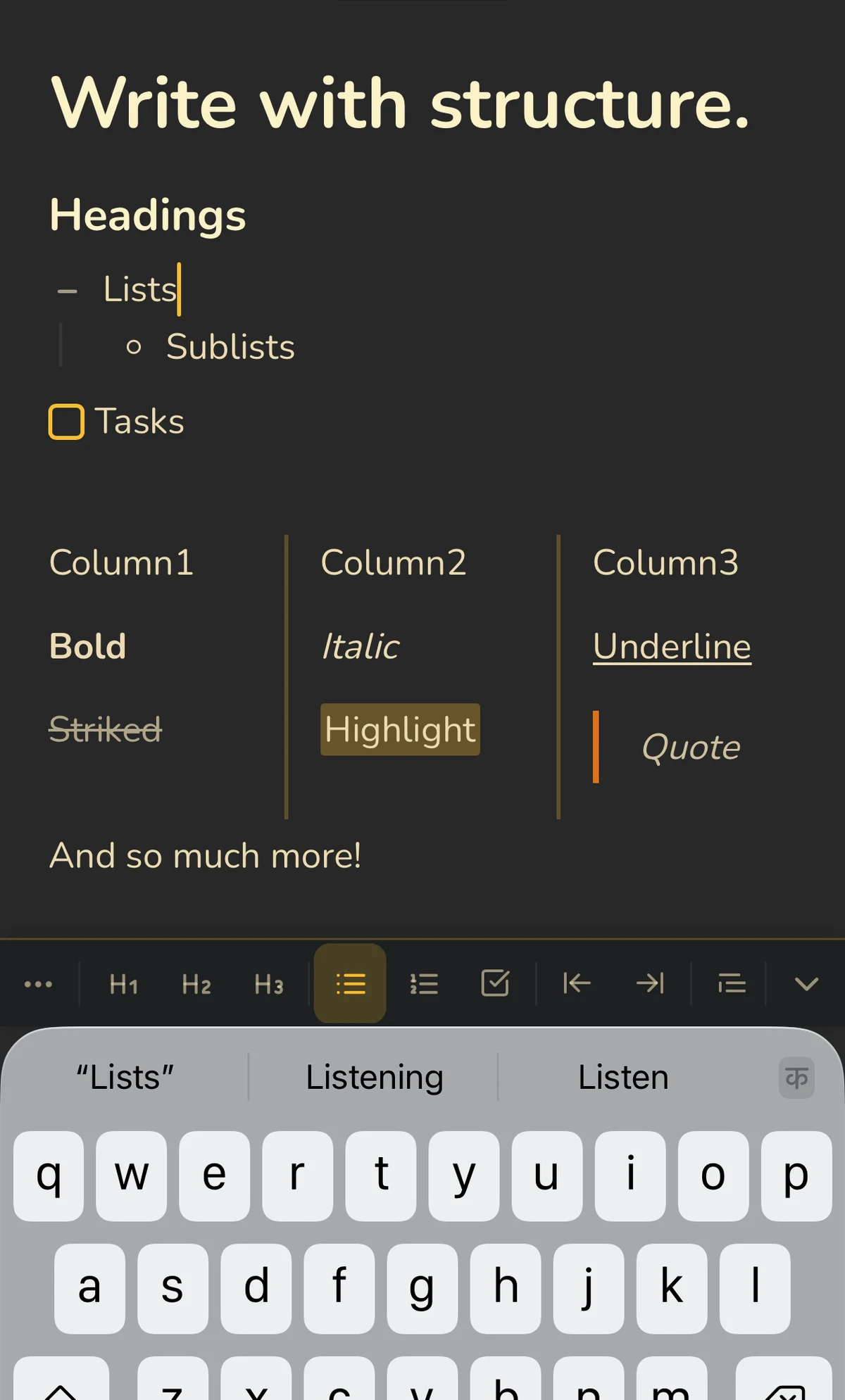 Benchpad Article Outline Panel Navigation