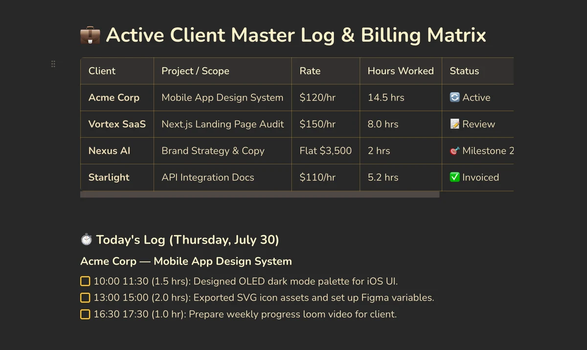 Benchpad Freelancer Client Matrix
