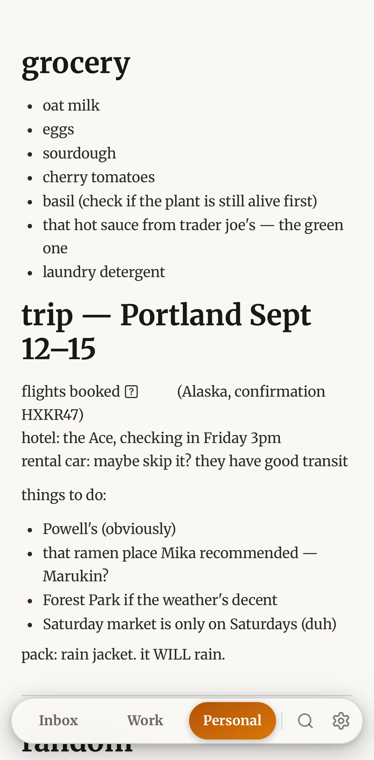 Benchpad Mobile Grocery Checklist View