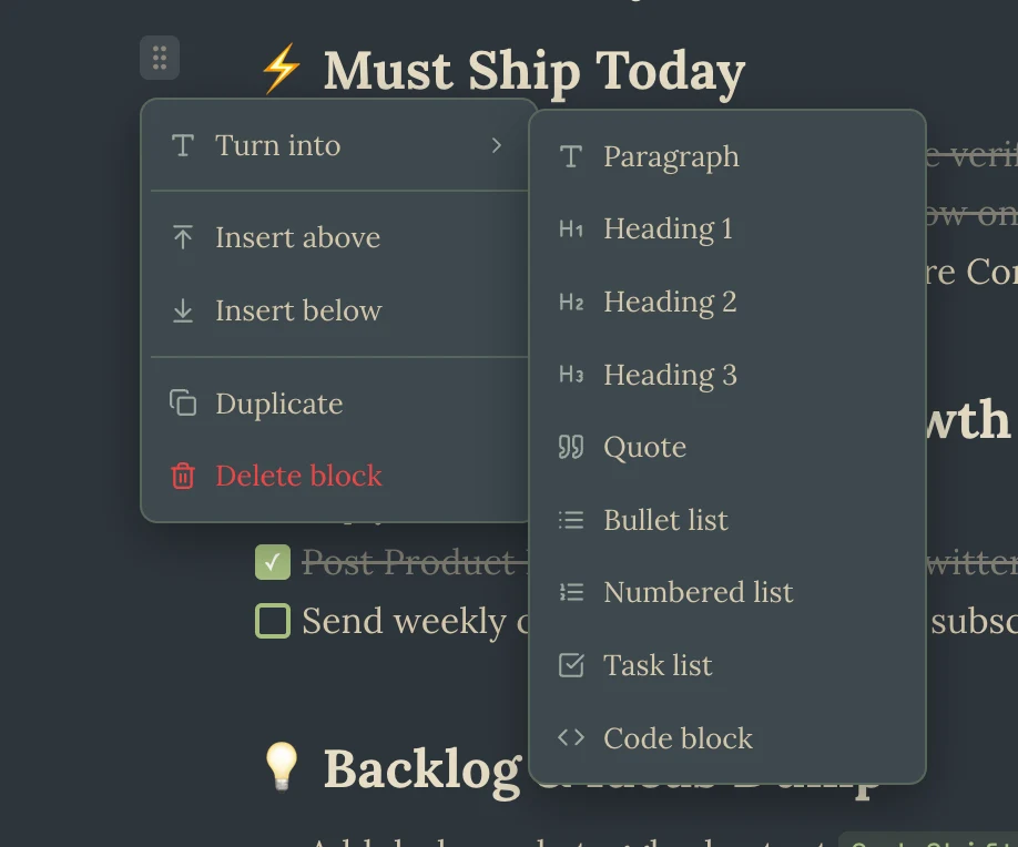 Benchpad Clean Interface Dark Mode
